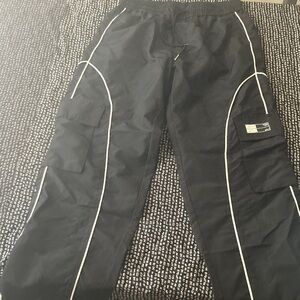 Black Cargo Pants with White Accents
